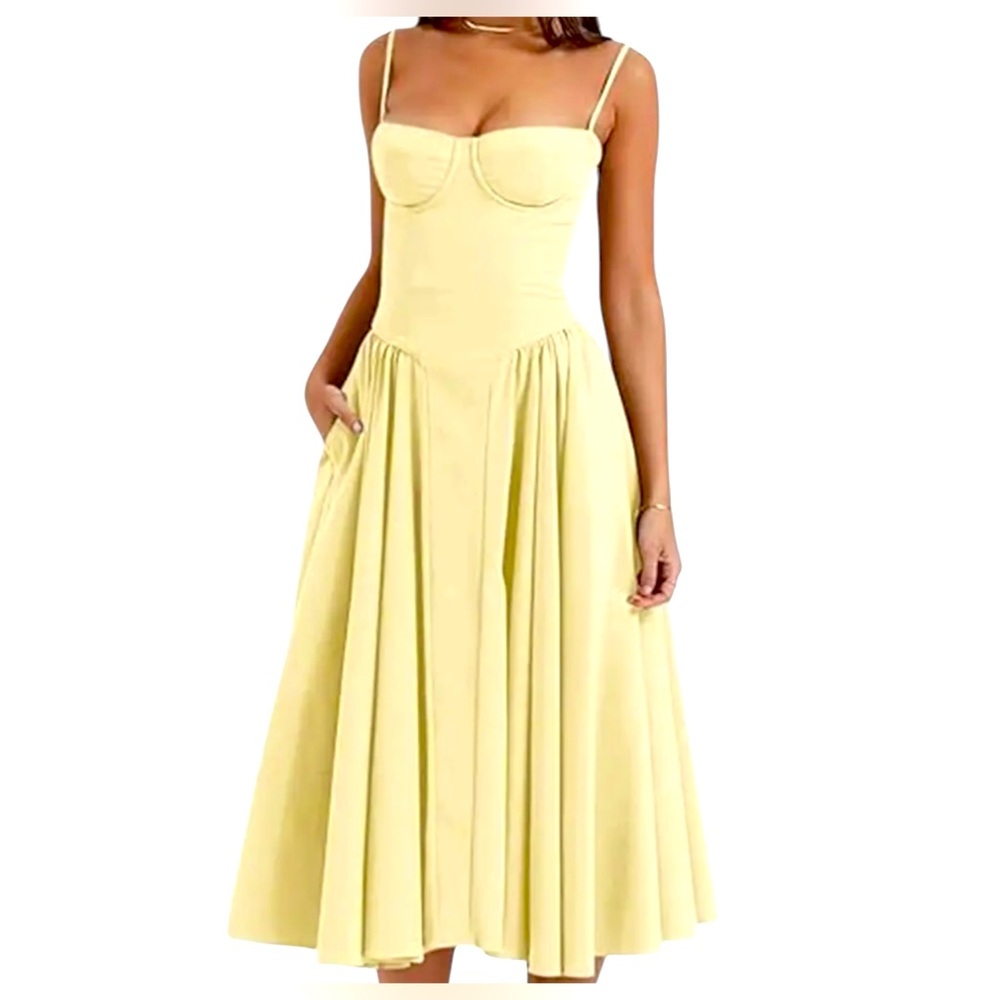 Sunny Yellow Bustier with Side Pockets